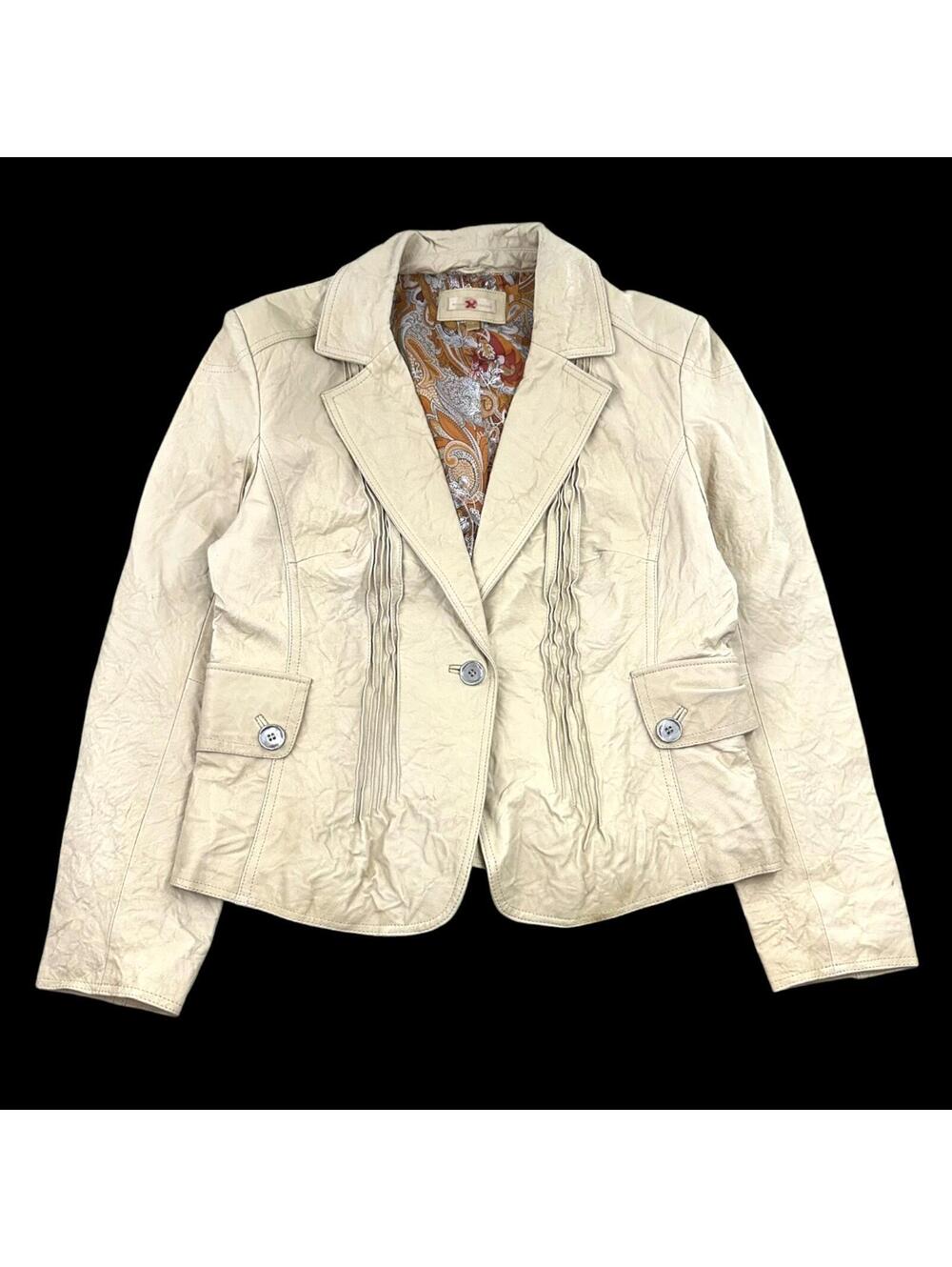 Vintage Wilsons Leather Cream Pintuck Blazer